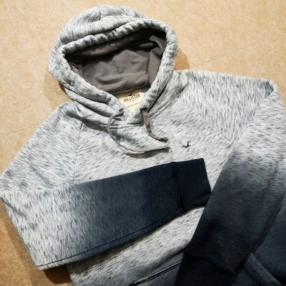 Hollister Ombre Gray Iconic Feel Good Fleece Pullover Hoodie #C - Picture 2 of 5